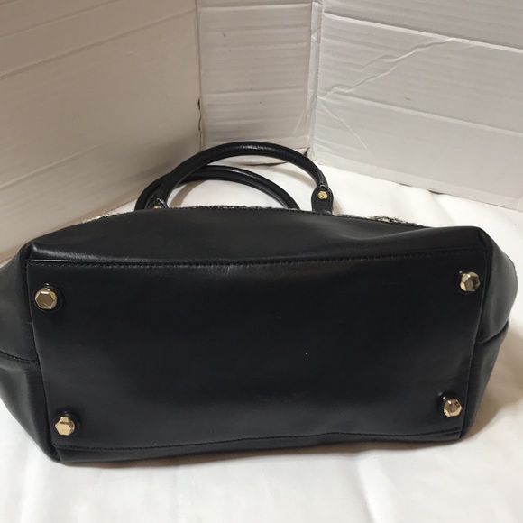 Vince Camuto VC Signature leather and leopard fur satchel with gold tone hardwar - Picture 6 of 9